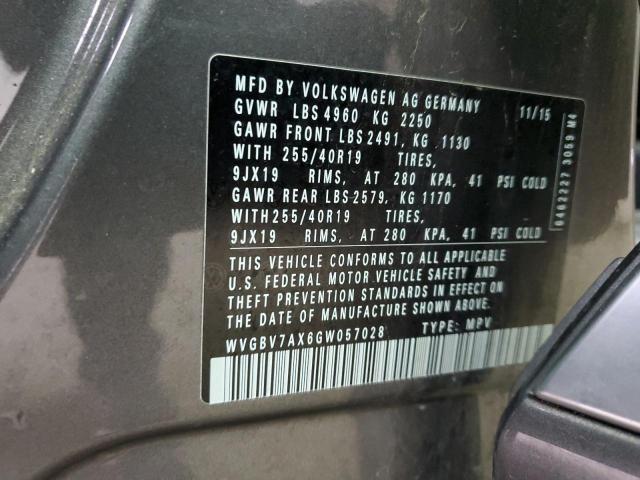 WVGBV7AX6GW057028 - 2016 VOLKSWAGEN TIGUAN S GRAY photo 13