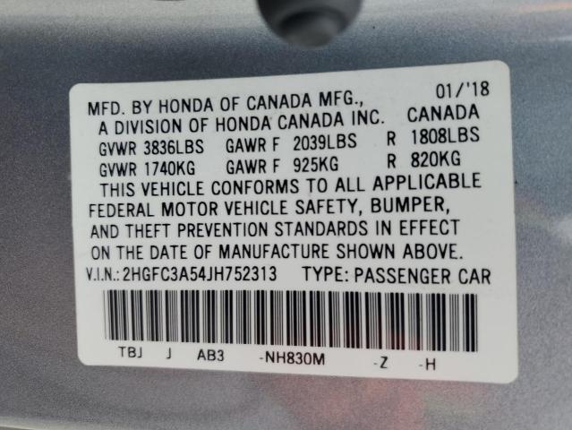 2HGFC3A54JH752313 - 2018 HONDA CIVIC SI SILVER photo 12