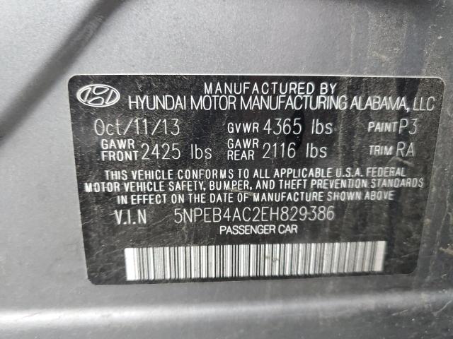 5NPEB4AC2EH829386 - 2014 HYUNDAI SONATA GLS GRAY photo 12