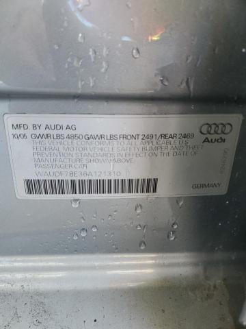 WAUDF78E36A121310 - 2006 AUDI A4 2.0T QUATTRO SILVER photo 13