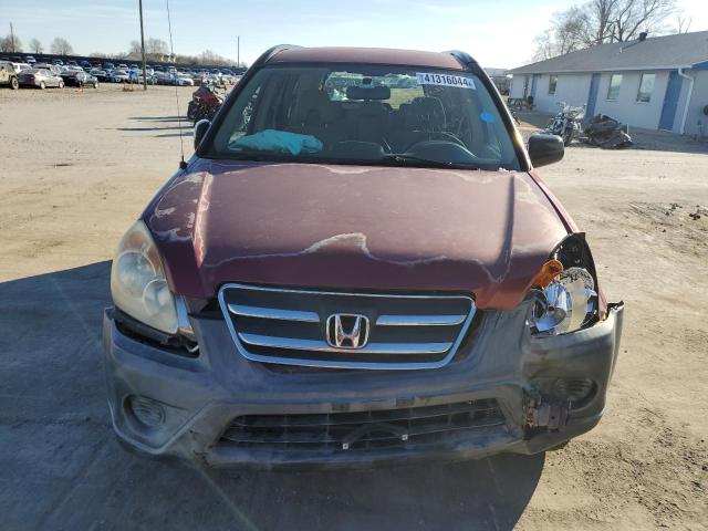 JHLRD68505C015119 - 2005 HONDA CR-V LX MAROON photo 5