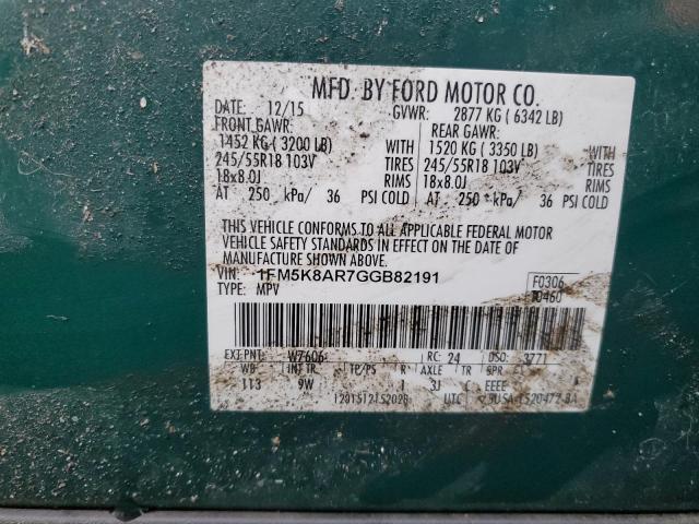 1FM5K8AR7GGB82191 - 2016 FORD EXPLORER POLICE INTERCEPTOR GREEN photo 14