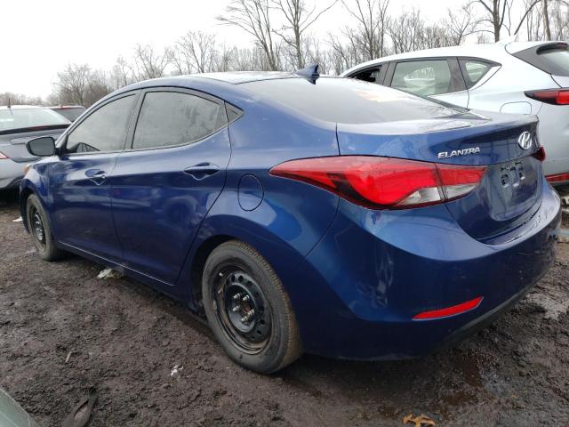 5NPDH4AE3GH745723 - 2016 HYUNDAI ELANTRA SE BLUE photo 2