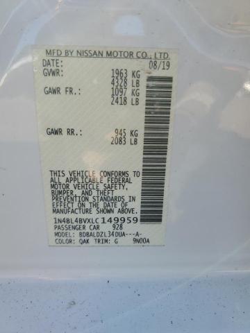 1N4BL4BVXLC149959 - 2020 NISSAN ALTIMA S WHITE photo 13