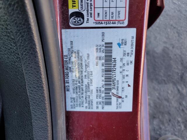 3FAHP07Z17R246364 - 2007 FORD FUSION SE MAROON photo 12