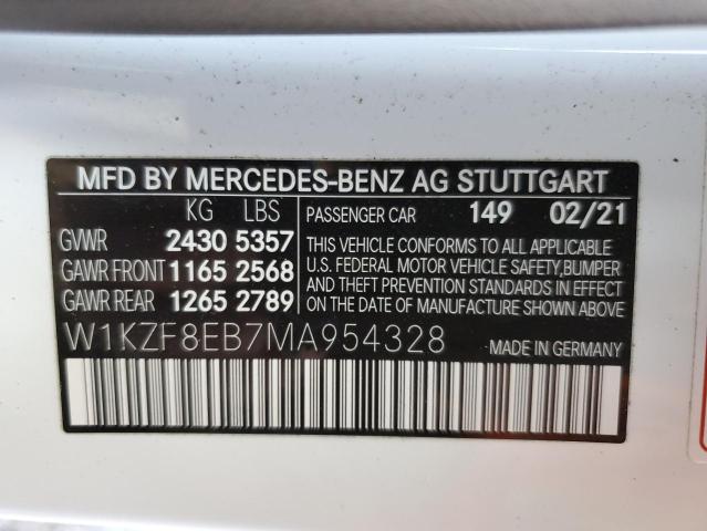 W1KZF8EB7MA954328 - 2021 MERCEDES-BENZ E 350 4MATIC WHITE photo 12