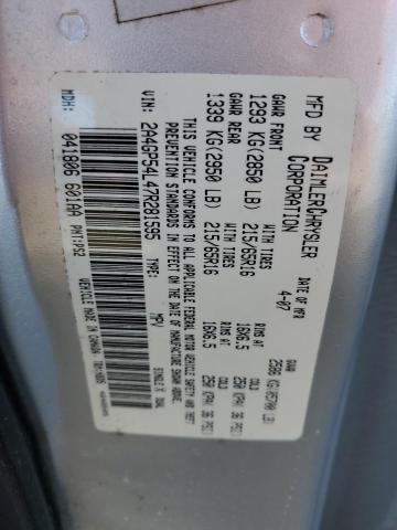 2A4GP54L47R281595 - 2007 CHRYSLER TOWN & COU TOURING SILVER photo 13