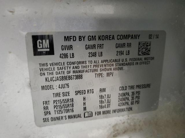 KL4CJASB9EB673888 - 2014 BUICK ENCORE GRAY photo 12