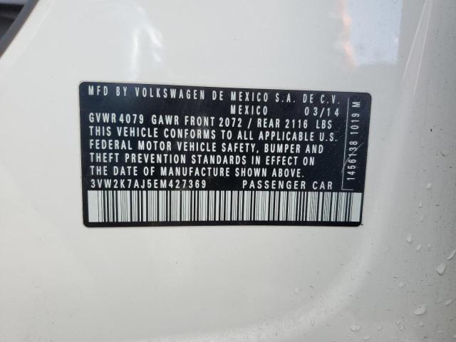 3VW2K7AJ5EM427369 - 2014 VOLKSWAGEN JETTA BASE Սպիտակ լուսանկար 13