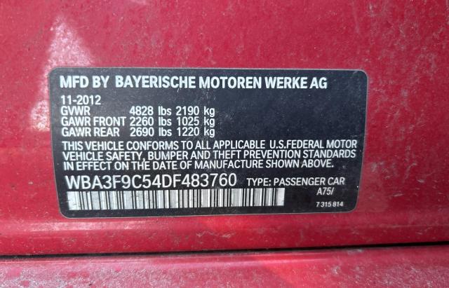WBA3F9C54DF483760 - 2013 BMW ACTIVEHYBR RED photo 10