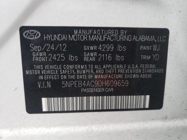 5NPEB4AC9DH609659 - 2013 HYUNDAI SONATA GLS WHITE photo 12