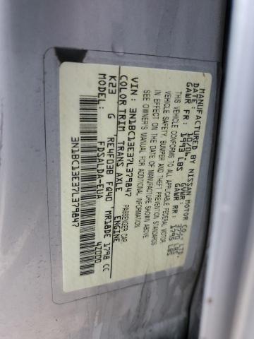 3N1BC13E37L379847 - 2007 NISSAN VERSA S SILVER photo 12