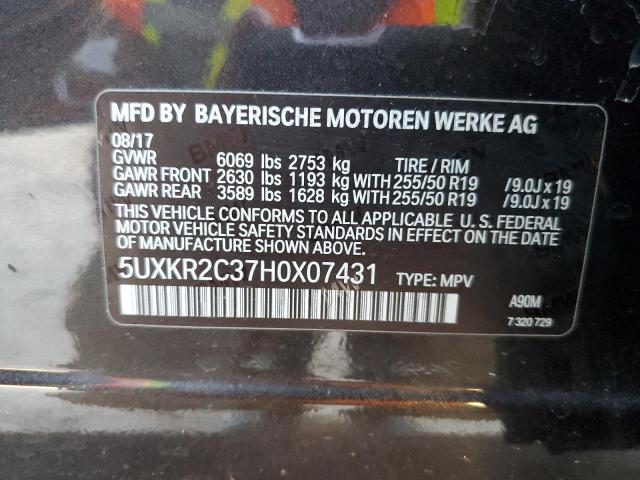 5UXKR2C37H0X07431 - 2017 BMW X5 SDRIVE35I BLACK photo 13