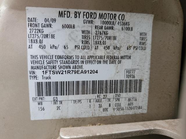 1FTSW21R79EA91204 - 2009 FORD F250 SUPER DUTY GOLD photo 12