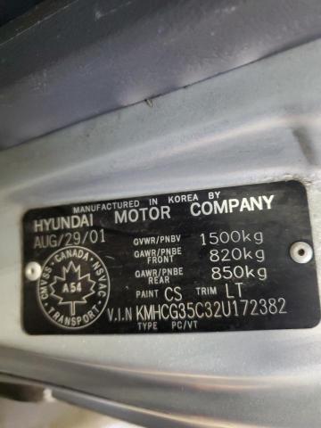 KMHCG35C32U172382 - 2002 HYUNDAI ACCENT GS SILVER photo 12