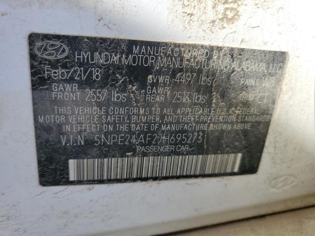 5NPE24AF2JH695273 - 2018 HYUNDAI SONATA SE WHITE photo 12