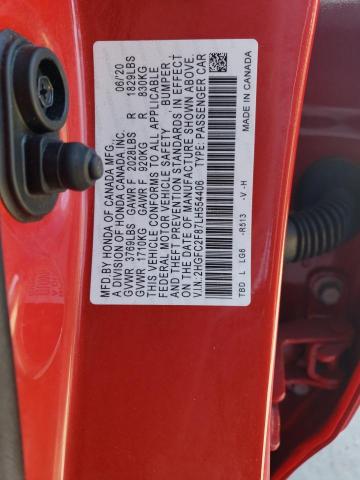 2HGFC2F87LH554406 - 2020 HONDA CIVIC SPORT 红色 照片 12