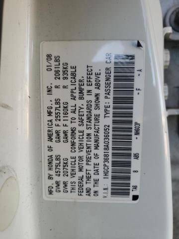 1HGCP36818A036052 - 2008 HONDA ACCORD EXL WHITE photo 13