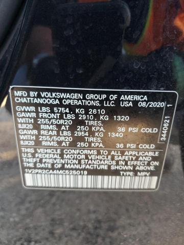 1V2PR2CA4MC525019 - 2021 VOLKSWAGEN ATLAS SE BLACK photo 12