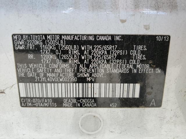 2T3YL4DV0EW002390 - 2014 TOYOTA RAV4 EV WHITE photo 13