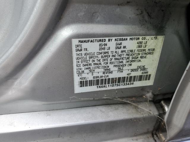 1N4AL11D75C133434 - 2005 NISSAN ALTIMA S SILVER photo 12