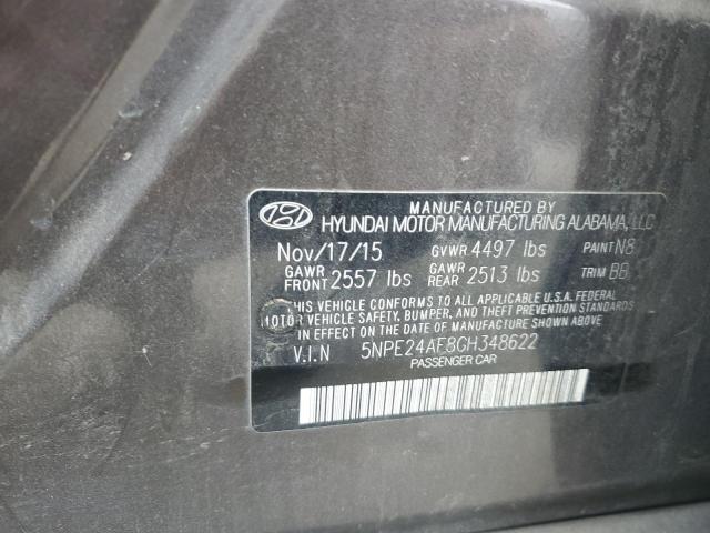 5NPE24AF8GH348622 - 2016 HYUNDAI SONATA SE CHARCOAL photo 12