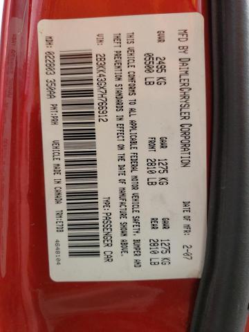 2B3KK43GX7H766912 - 2007 DODGE CHARGER SE RED photo 13