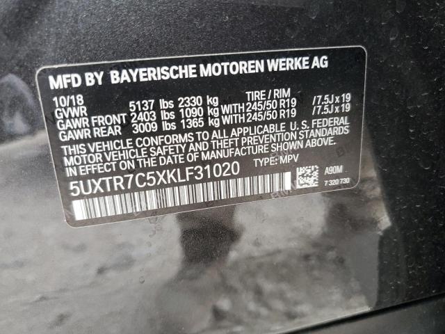 5UXTR7C5XKLF31020 - 2019 BMW X3 SDRIVE30I BLACK photo 13