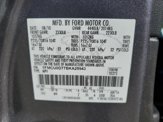 1FMCU0D77BKA25943 - 2011 FORD ESCAPE XLT CHARCOAL photo 13