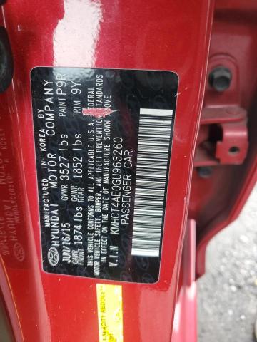 KMHCT4AE0GU963260 - 2016 HYUNDAI ACCENT SE RED photo 12