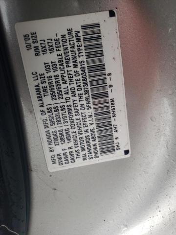 5FNRL38736B034915 - 2006 HONDA ODYSSEY EXL SILVER photo 13