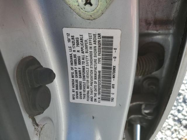 19XFB2F52CE098446 - 2012 HONDA CIVIC LX SILVER photo 12