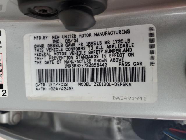 1NXBR32E75Z358443 - 2005 TOYOTA COROLLA CE SILVER photo 13