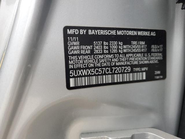 5UXWX5C57CL720729 - 2012 BMW X3 XDRIVE28I SILVER photo 14