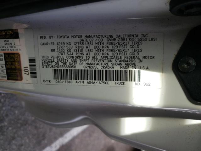 5TETU62N19Z668058 - 2009 TOYOTA TACOMA PRERUNNER ACCESS CAB WHITE photo 12