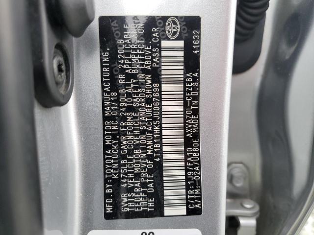 4T1B11HK5JU067698 - 2018 TOYOTA CAMRY L SILVER photo 12