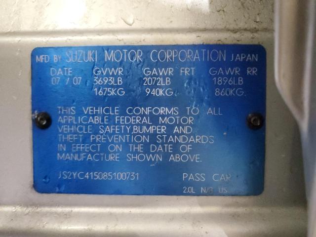 JS2YC415085100731 - 2008 SUZUKI SX4 CONVENIENCE SILVER photo 13