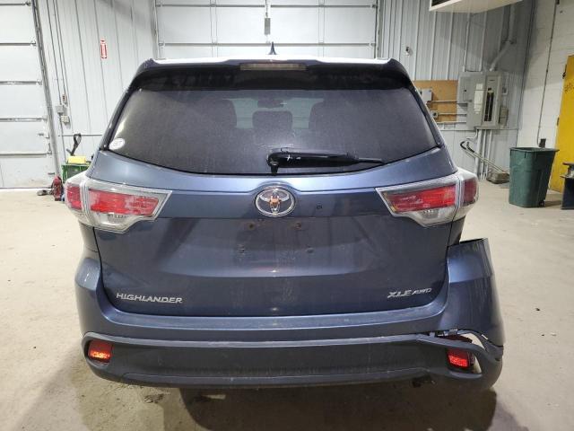 5TDJKRFHXFS124928 - 2015 TOYOTA HIGHLANDER XLE BLUE photo 6