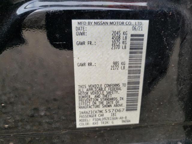 1N4AZ1CV7MC557067 - 2021 NISSAN LEAF SV BLACK photo 12