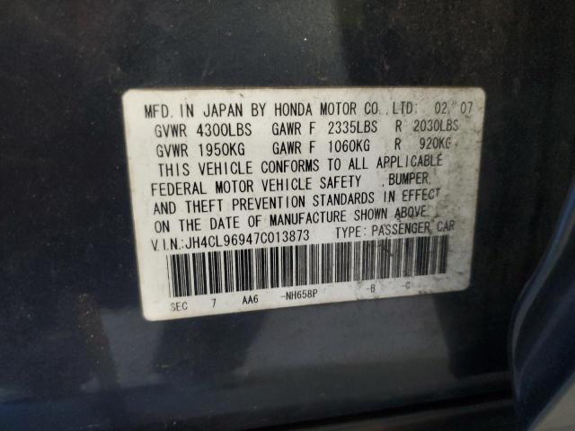 JH4CL96947C013873 - 2007 ACURA TSX BLUE photo 12