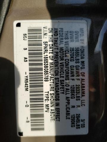 5FNRL18653B085789 - 2003 HONDA ODYSSEY EX TAN photo 13