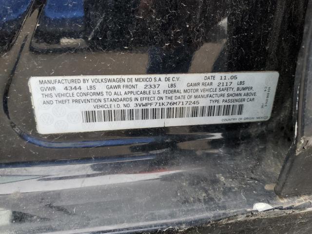 3VWPF71K76M717245 - 2006 VOLKSWAGEN JETTA VALUE BLACK photo 13