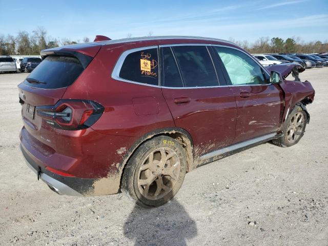 5UX43DP06N9L84034 - 2022 BMW X3 SDRIVE30I Марун фото 3