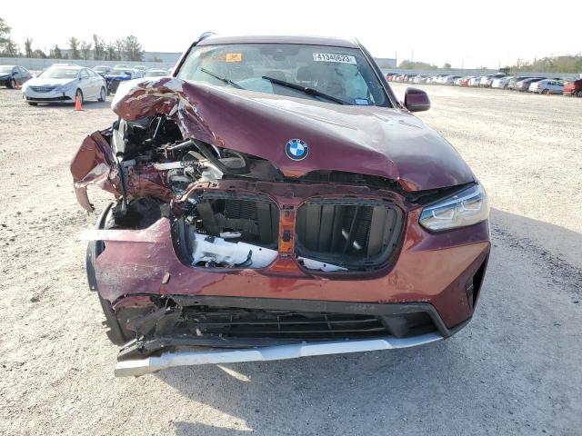 5UX43DP06N9L84034 - 2022 BMW X3 SDRIVE30I MAROON photo 5