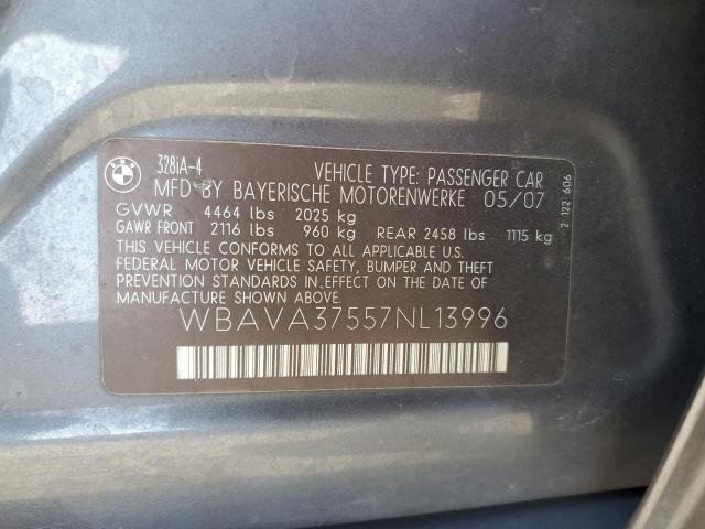 WBAVA37557NL13996 - 2007 BMW 328I I GRAY photo 12