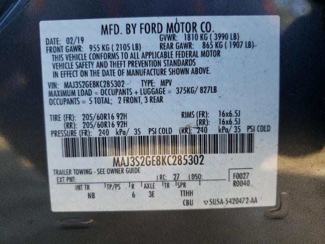 MAJ3S2GE8KC285302 - 2019 FORD ECOSPORT SE Boz foto 14