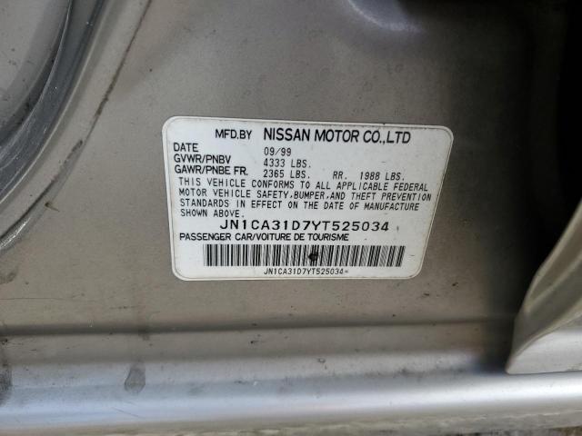 JN1CA31D7YT525034 - 2000 NISSAN MAXIMA GLE GOLD photo 12