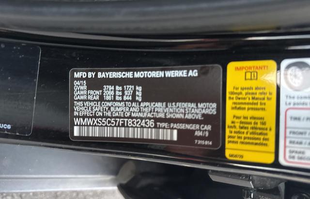 WMWXS5C57FT832436 - 2015 MINI COOPER BLACK photo 10