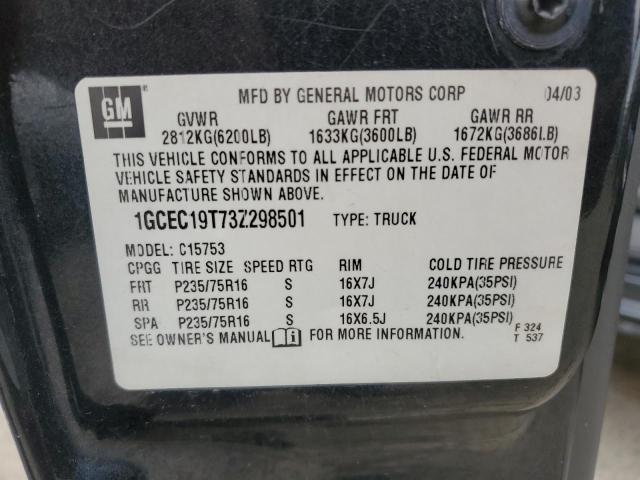 1GCEC19T73Z298501 - 2003 CHEVROLET SLVRD C1500 GRAY photo 12