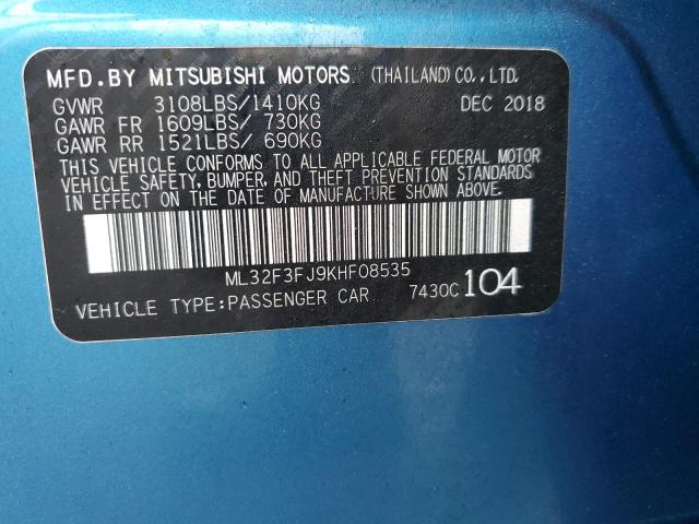 ML32F3FJ9KHF08535 - 2019 MITSUBISHI MIRAGE G4 ES Синий фото 12